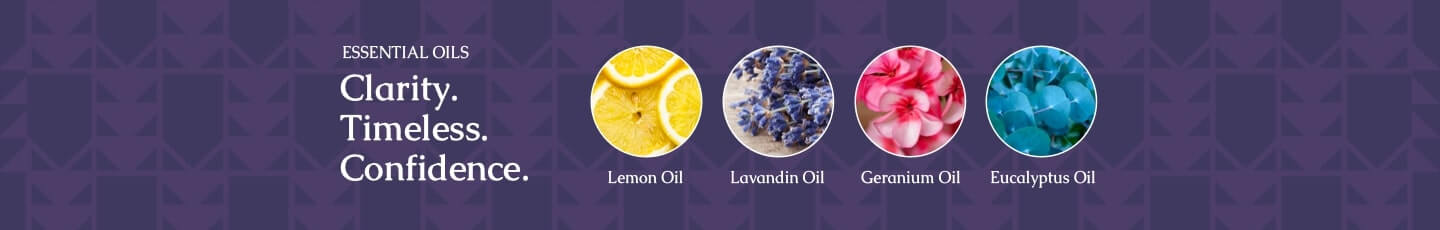 Lavender Cedar Leaf uses ingredients like Lemon Oil, Lavender Oil, Geranium Oil, Eucalyptus Oil and can be described as clarity, timeless, and confidence.